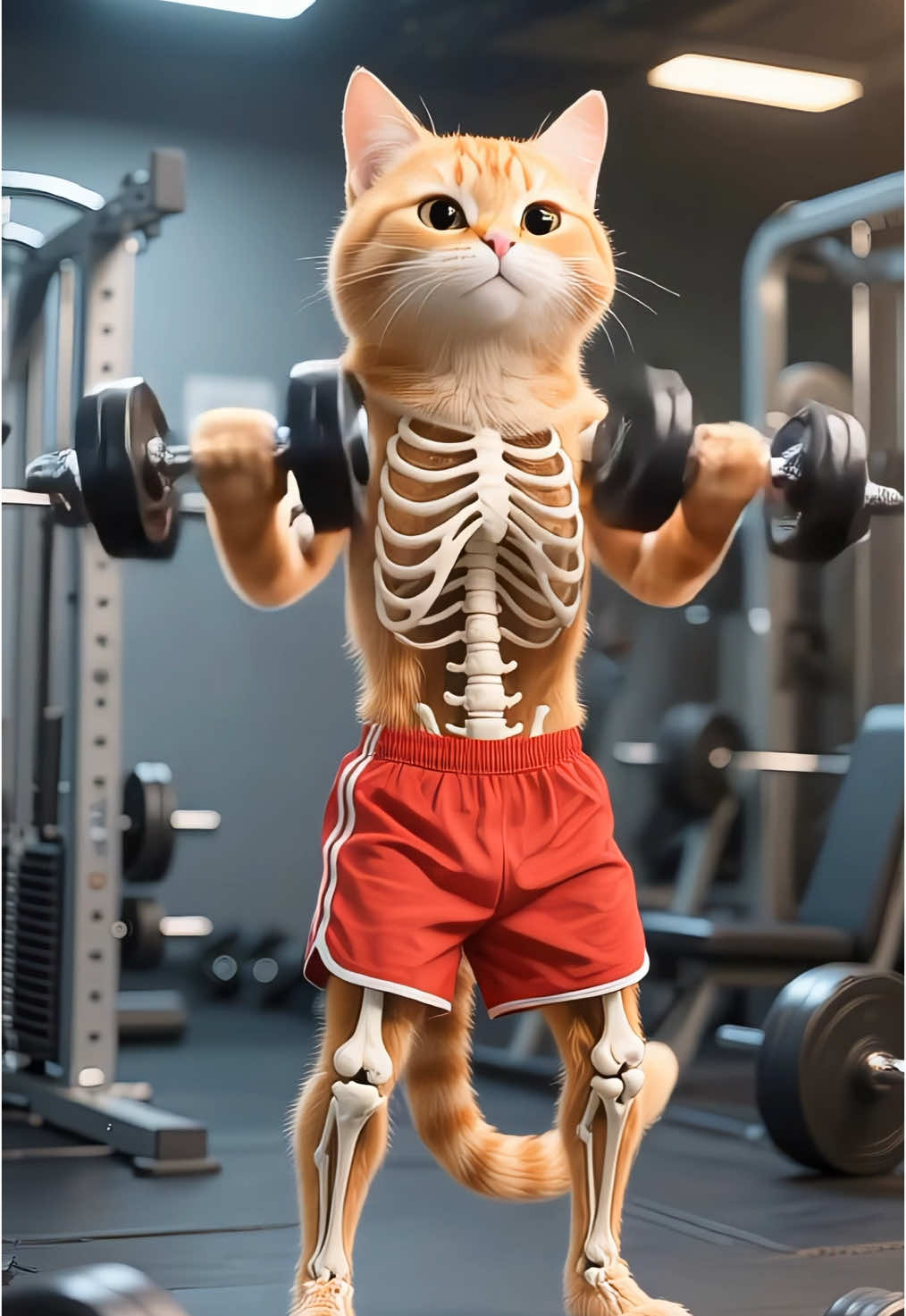 the skinny cat got mocked,worked hard and became a muscle man.#Fitness #cat #usa #meow #story #fyp 