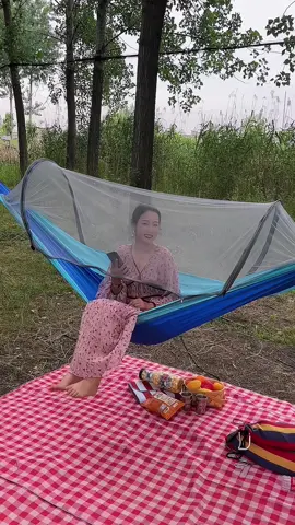 Võng du lịch cắm trại có màn chống muỗi và côn trùng, thiết kế chống lật nằm thoải mái