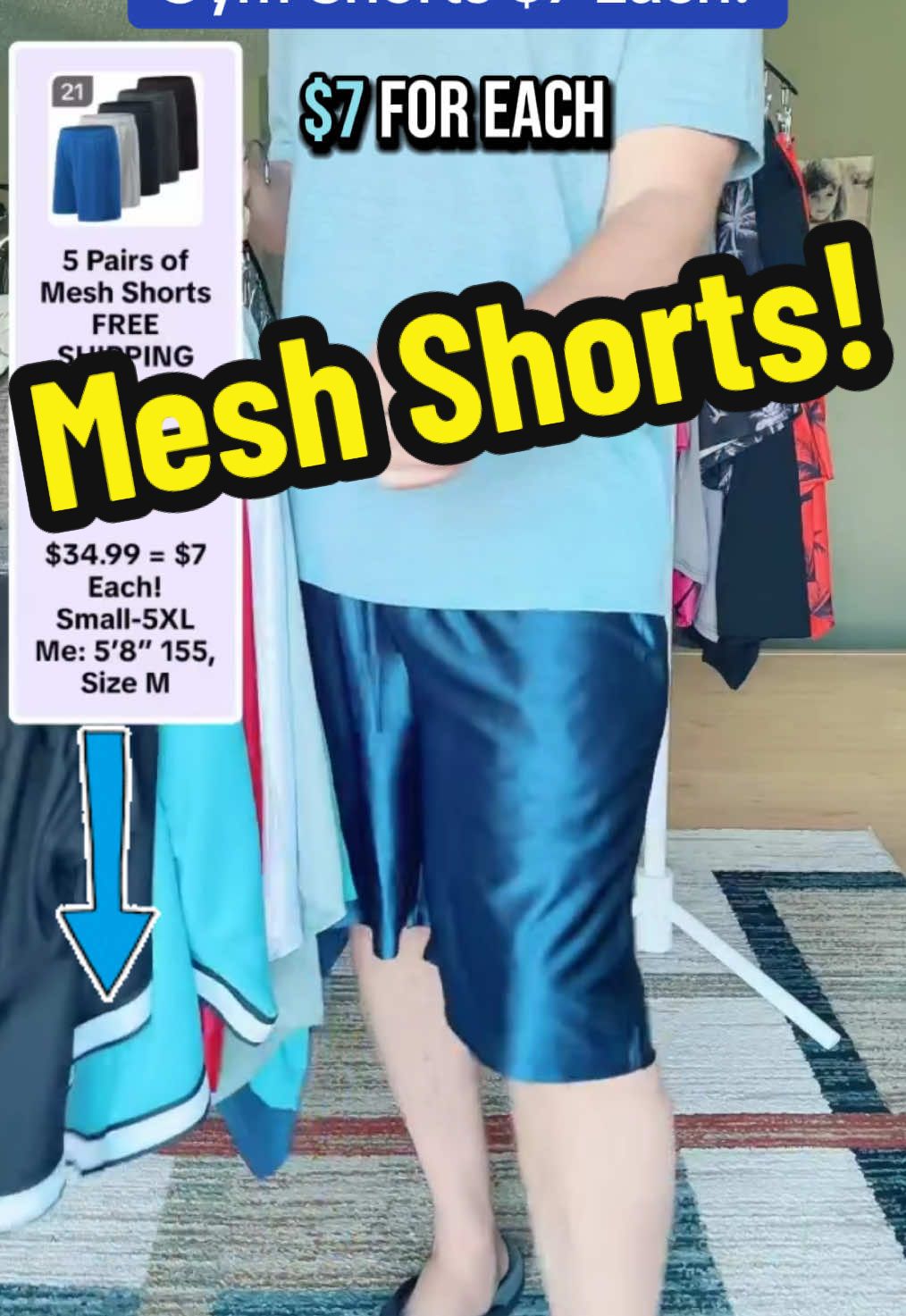 5-Pack of Mesh Workout Gym Shorts $7 Each! #meshshorts #gymshorts #workoutshorts #sportsshorts #tiktoklive #livehighlights 