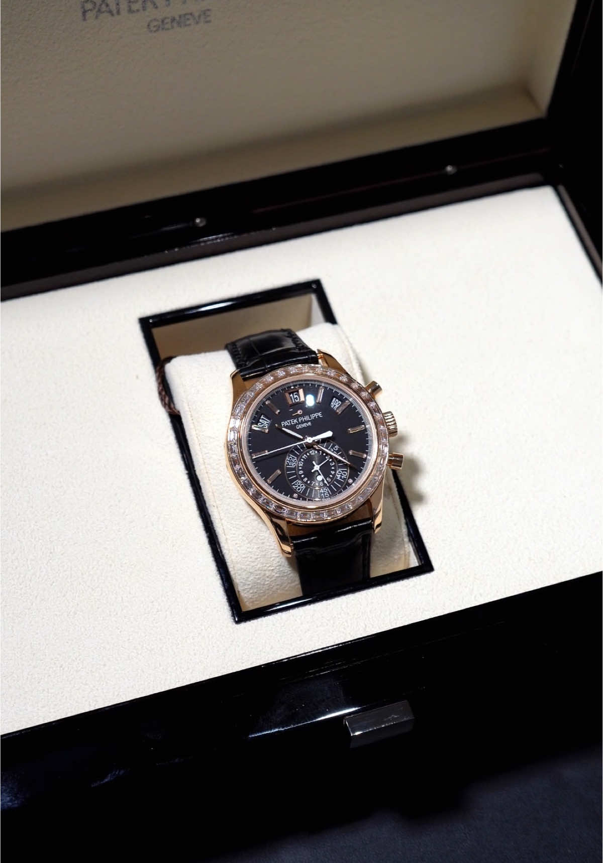 Patek Philippe Complications Annual Calendar Chrono Rose Diamond Watch Ref:#5961R-010 - 📍Available for purchase or Finance available on All Watches. #watchtrader - - - - - - - #watches #watchesofinstagram #horology #watch #rolex #viral#watchdaily #rolexlover #watchoftheday #fyp #foryoupage 