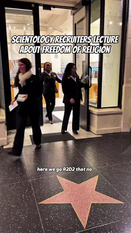 Scientology recruiters lecture about freedom of religion (11/23). 