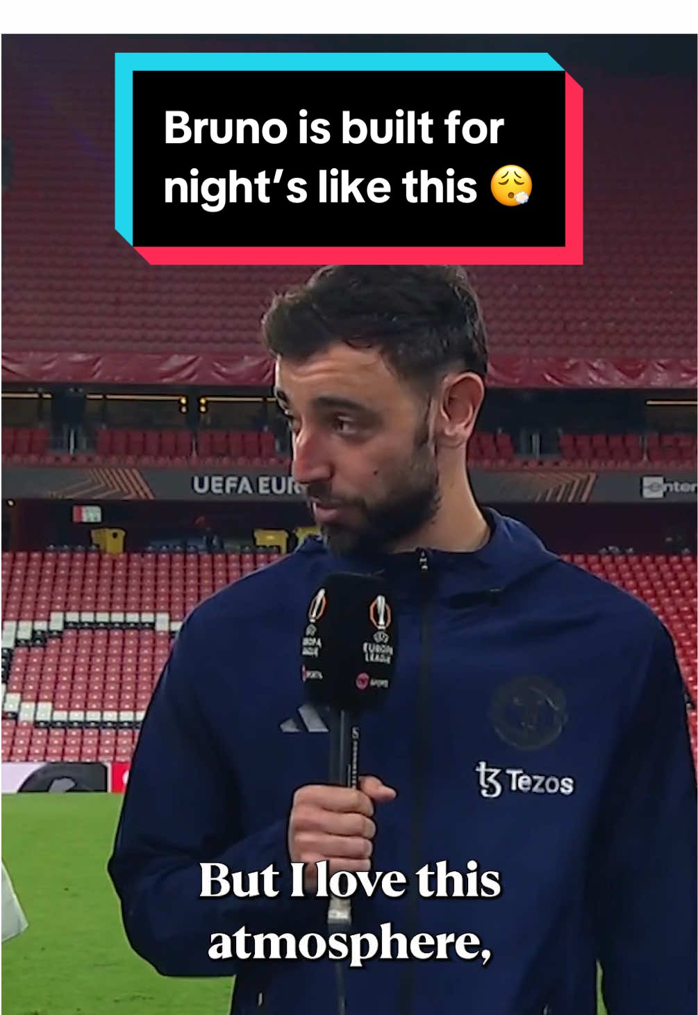 Big game atmosphere. Big game player. Bruno is built for night’s like this 😮‍💨 #uel #europaleague #manutd #mufc #manchesterunited #fernandes 