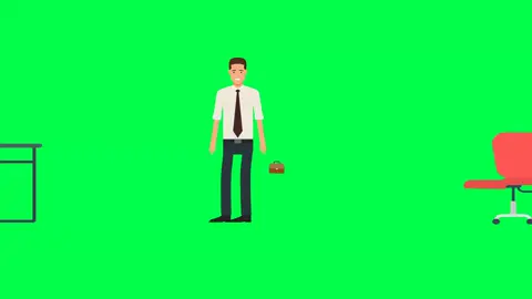 #man #working #laptop #character #greenscreen #chromakey #cartoon #office