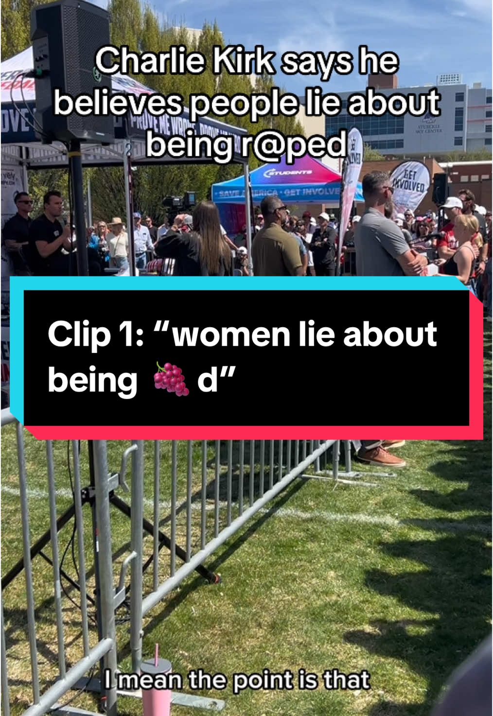 Clip 1: “women lie about being 🍇d all the time”  #charliekirk #maga #debate #liberal #political #debate #politics #abortion #prolife #prochoice #mybodymychoice #left #right #debates #debatetiktok #abuseawareness  #fy #fyp #fypシ #fypage #fypシ゚viral #fyppppppppppppppppppppppp #fypツ #fyppp 
