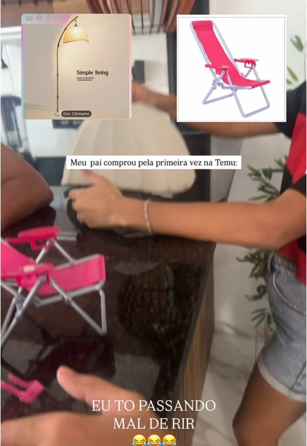 Meu pai comprou na Temu pela primeira vez kkkkkk Tô rindo muito! #temu #compranatemu #temushopping #minicadeira #meme #comedia 
