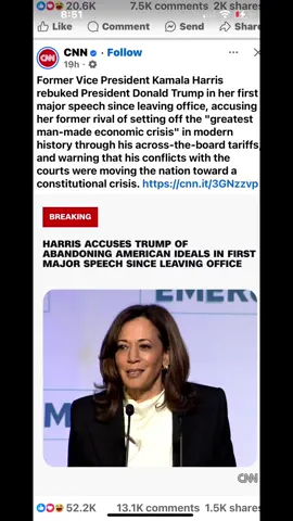 Kamala Harris Fires Back at Trump: Warns of Economic Disaster and Constitutional Crisis In her first major speech since leaving office, Vice President Kamala Harris directly criticized Donald Trump. Harris accused Trump of igniting what she called the greatest man-made economic crisis in recent history, due to his aggressive use of tariffs that hurt American consumers and businesses. She highlighted the widespread disruptions caused by these trade policies and their long-lasting negative impacts on the economy. Harris also raised concerns about Trump's conflicts with the courts, suggesting these disputes threaten to lead the nation into a constitutional crisis. She warned that ongoing legal and political battles could undermine the stability of American democracy and urged leaders to prioritize the rule of law and stability over partisan disputes. Her speech emphasizes a stance against the chaos she attributes to Trump's actions, positioning herself as a defender of economic stability and constitutional integrity. #KamalaHarris #PoliticalSpeech #EconomicCrisis #ConstitutionalCrisis #Trump #USPolitics #TradeWars #LegalBattles #AmericanDemocracy #Leadership #PoliticalClash #NationalStability