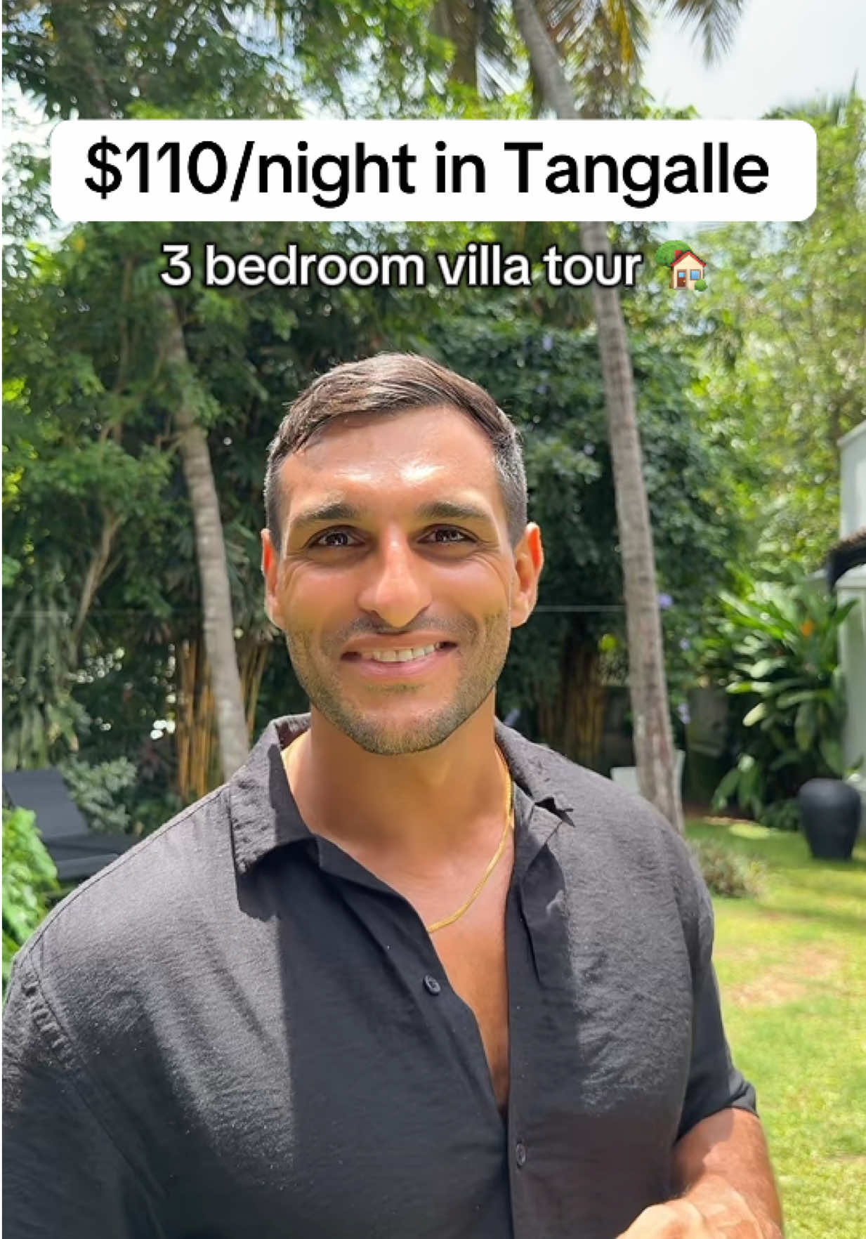 We obviously think it’s beautiful 🤣🤣  But this is what you can get for $110/night in Tangalle - Sri Lanka  3 bedroom villa, just 5 minutes from the beach  We are here for the next 3 days and no, this is not sponsored- we just love to share our stays with you!  #tangalle #villatour #tangallesrilanaka #srilanka 