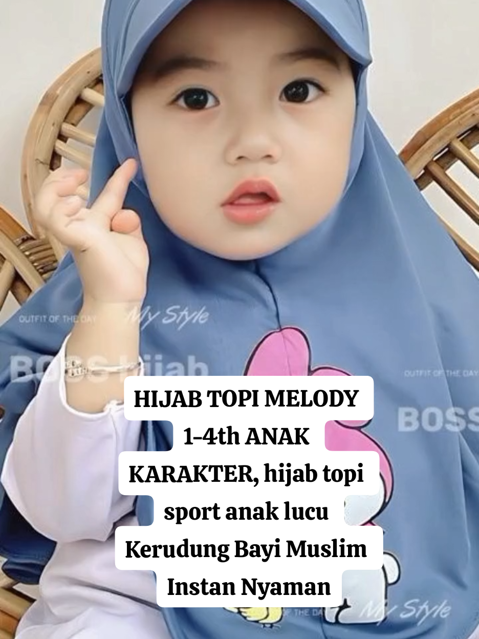 HIJAB TOPI MELODY 1-4th ANAK KARAKTER, hijab topi sport anak lucu Kerudung Bayi Muslim Instan Nyaman Sekolah