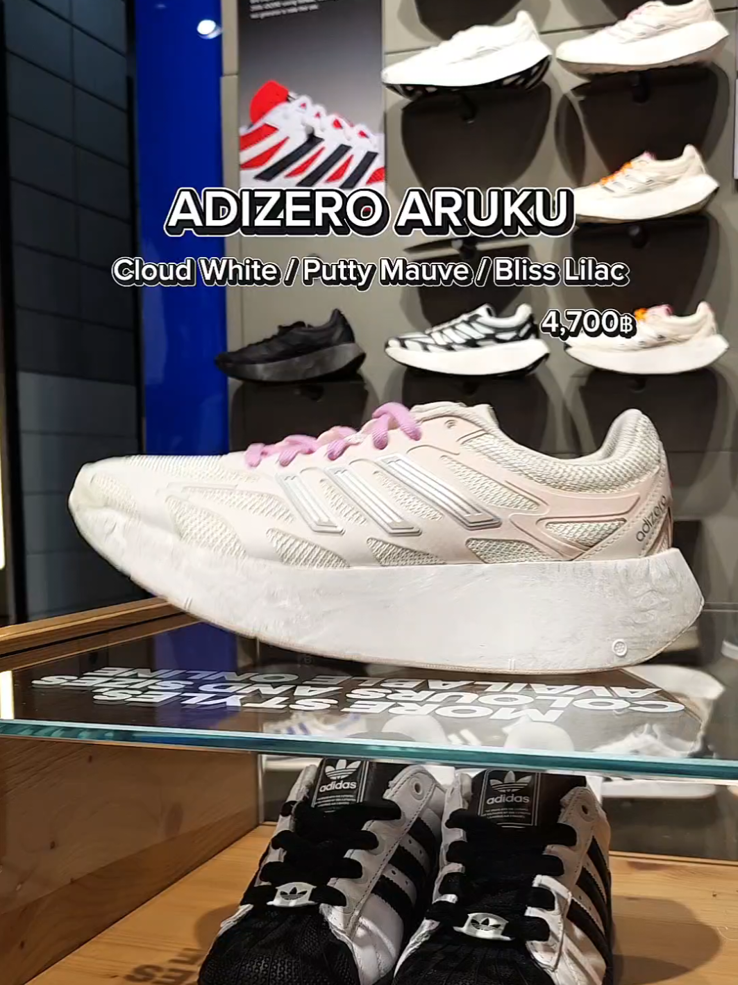 Adizero Aruku  สี Cloud White / Putty Mauve / Bliss Lilac คู่ละ 4,700 บาท  ช้อปได้แล้ววันนี้ที่ Adidas สาขา Pacific Park Sriracha ชั้น 1 #AdizeroAruku #AdidasThailand #AdidasSriracha  #adidasoriginals  #รองเท้าเดิน 