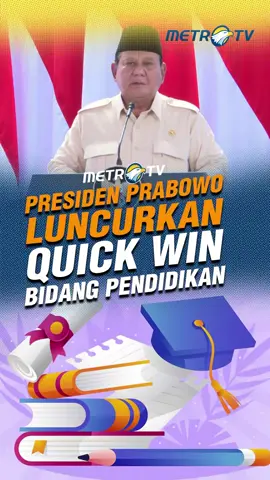Presiden Prabowo Subianto luncurkan Program Hasil Terbaik Cepat (PHTC) atau Quick Win bidang pendidikan di Peringatan Hari Pendidikan Nasional, Jumat (2/5). #tiktokmetrotv #tiktokberita #beritatiktok #beritaviral #fyp #viral #prabowo #quickwin #pendidikan
