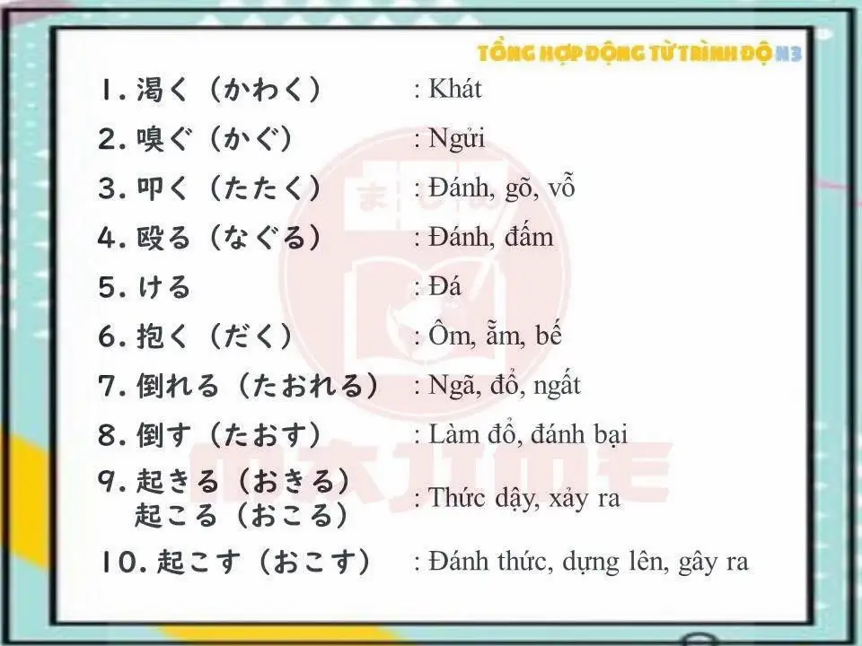 Tổng hợp động từ trình độ N3 ✅📚#giaotieptiengnhat #nguphaptiengnhat #tiengnhatdongian #hoctiengnhatmoingay #hoctiengnhatmoingay #tuvungtiengnhat #tiengnhatmoingay #jlptn3 