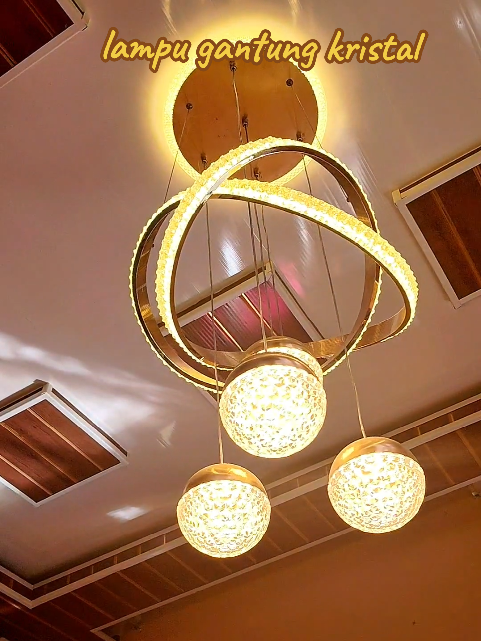 Shop Lampu Gantung Kristal LED Nordik Tiga Warna proyeksi Minimalis #lampugantungkristal #lampugantung 