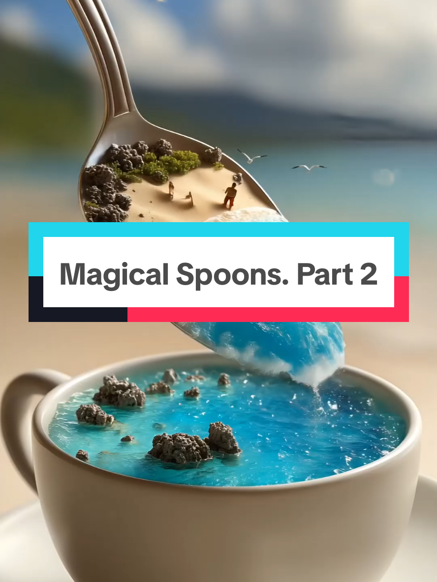 ✨ Magical Spoons. Part 2 ✨ Each one hides a world full of beauty: a waterfall with tropical fish, a desert with a caravan, a sky with rainbows and birds... What’s in your spoon? #MagicInASpoon #AIart #SpoonSeries2 #BeautyInDetails #SurrealStyle #ai 