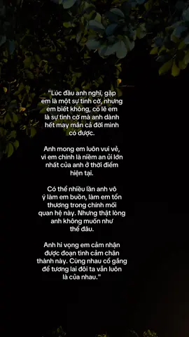 Anh hi vọng em cảm nhận  được đoạn tình cảm chân  thành này. Cùng nhau cổ gắng   để tương lai đôi ta vẫn luôn  là của nhau.