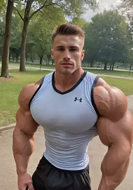 Fitness hunk flexing outside in the park ##hunkdump #ai #muscle #bodybuilding #Fitness #trending #gym #foryou #viral #fyp #tiktok #hunk #GymTok #sickpack #flexing #biceps #bodybuilder 