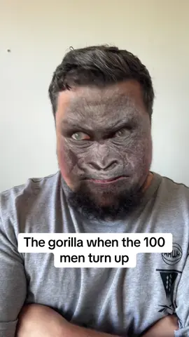 The gorilla when the 100 men turn up #fyp #trend #trending #viral #100menvs1gorrila #gorilla #100men #sketchcomedy #ukcomedy #relatable 