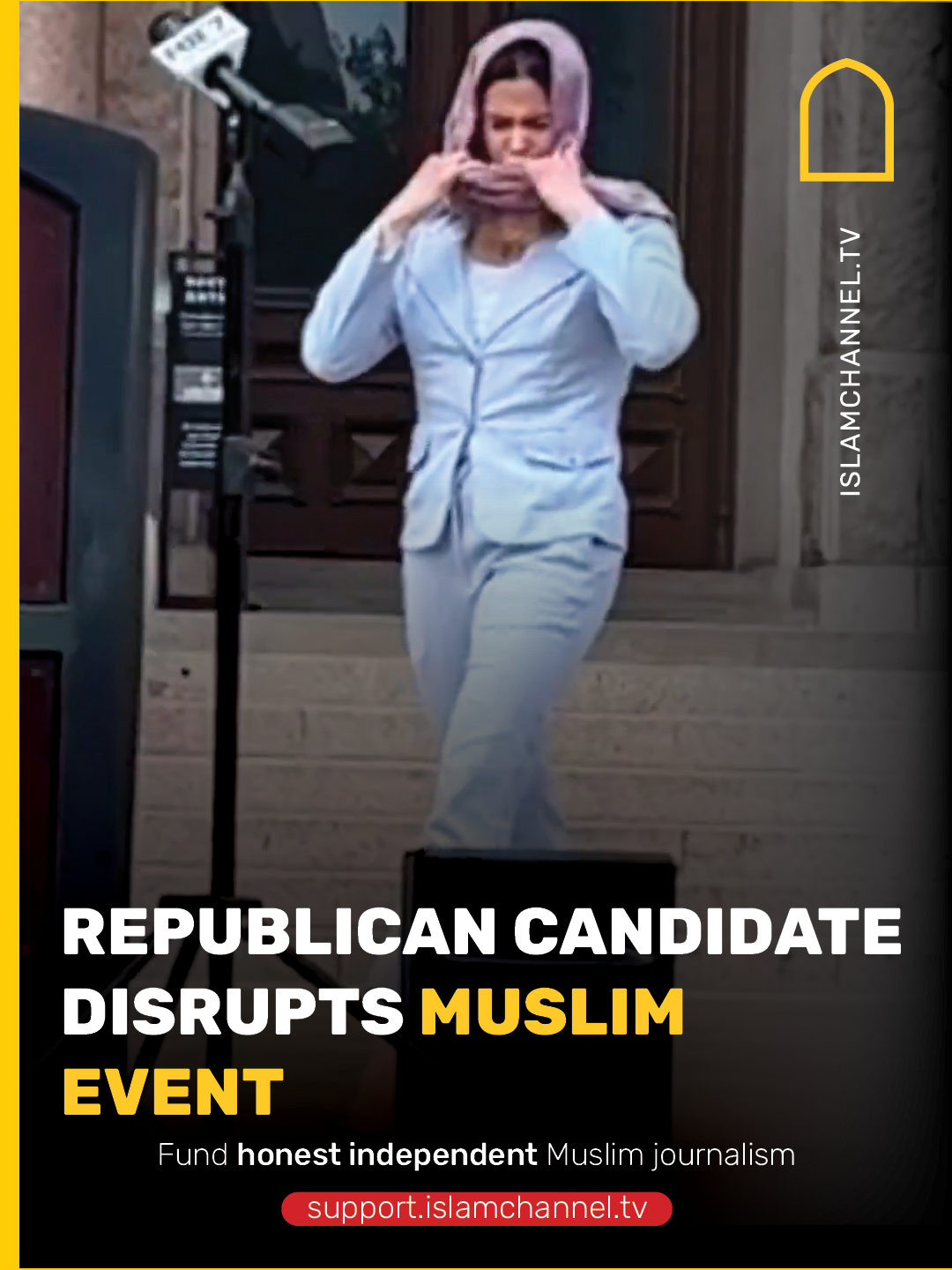 Valentina Gomez, a GOP congressional candidate, stormed a Muslim gathering in Texas. Wore a hijab to pose as Muslim, then tore it off and launched into a hate-filled rant. The Attendees shouting her down and escorting her out.   Fund honest independent Muslim journalism: http://support.islamchannel