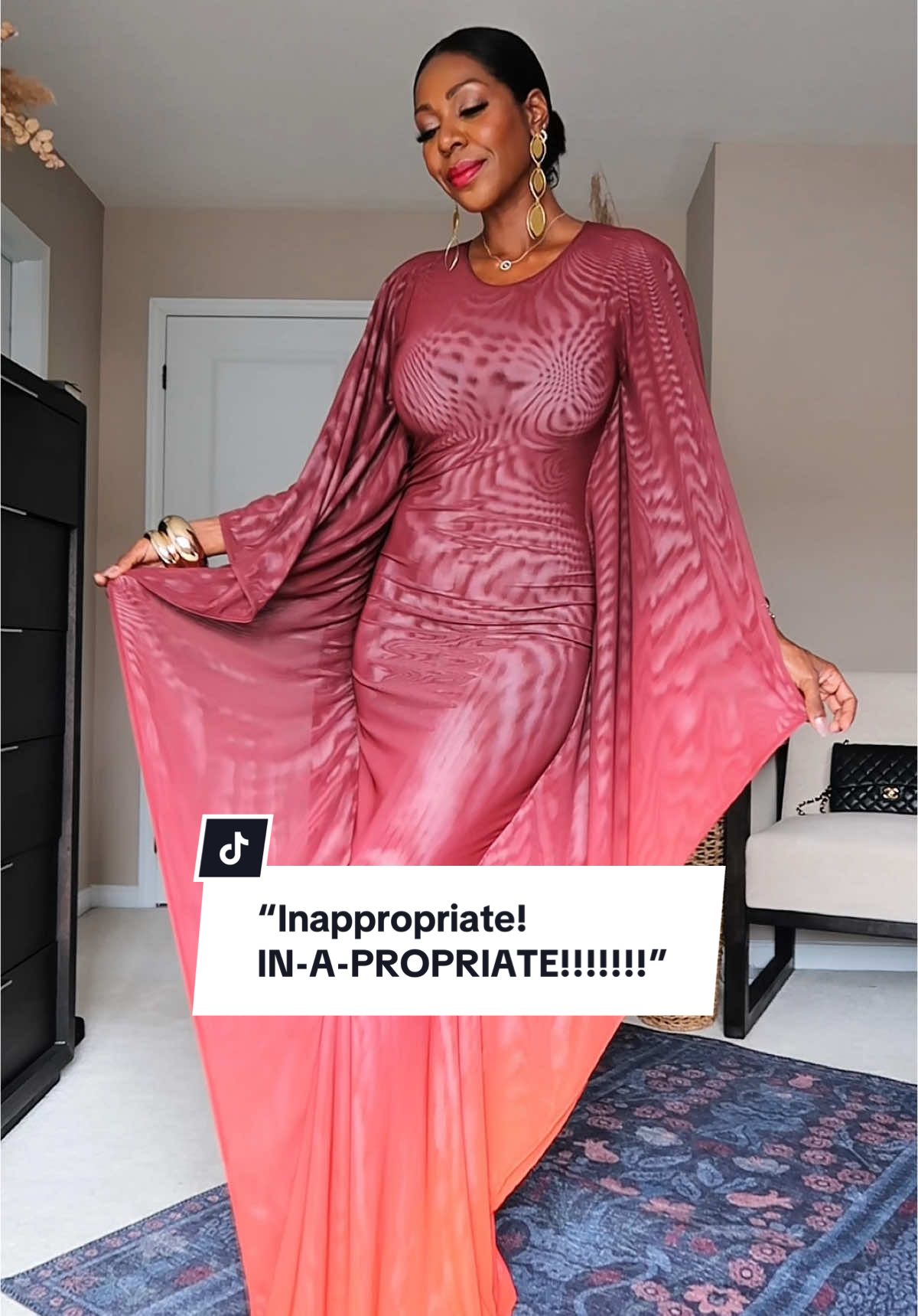 Part ♾️: Outfits A Woman “Shouldn’t Be Wearing In Her Midlife” A massive thank you to @OFUURE for the stunning Dawn Kaftan Dress! Outfit Details @ofuure Dawn Dress @Lele Sadoughi Crystal Lily Earrings @WearCommando V-Neck Bodysuit @Anzie Jewelry Classic Royal Mini Evil Eye Necklace @thelipbar Rich Auntie Liquid Lipstick  @Lilly Lashes Self-Adhesive Miami Lashes & Lash Applicator @ZARA Gold Sandals and Earrings @Amazon Steamer Bangles: @David Yurman & @8 Other Reasons.  @balmainbeauty Rouge Eau de Parfum  #midlife #agepositive