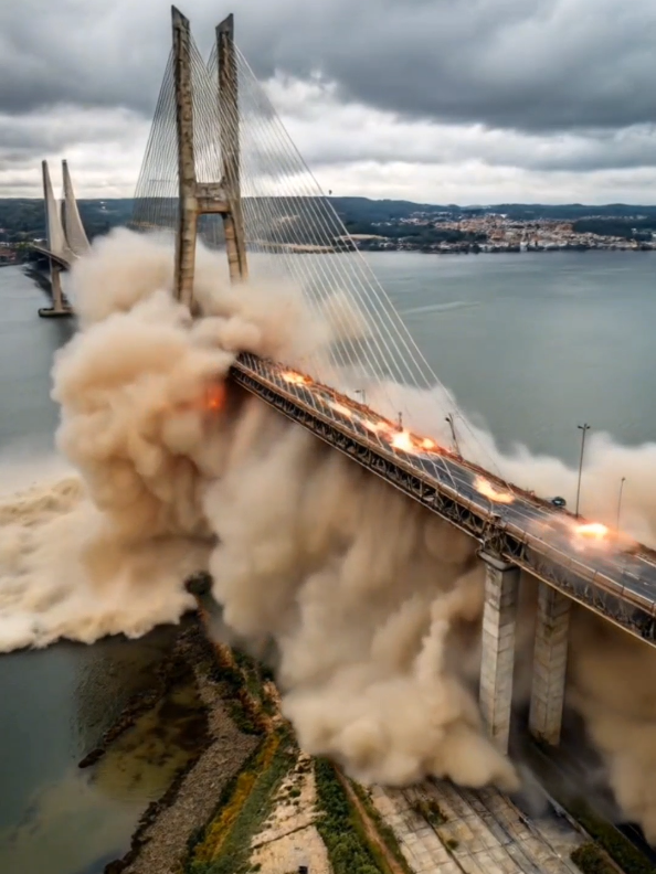 Old Bridge Demolition 😳 #demolition #engineering #building #construction #disaster #tsunami #explosion #fypシ 