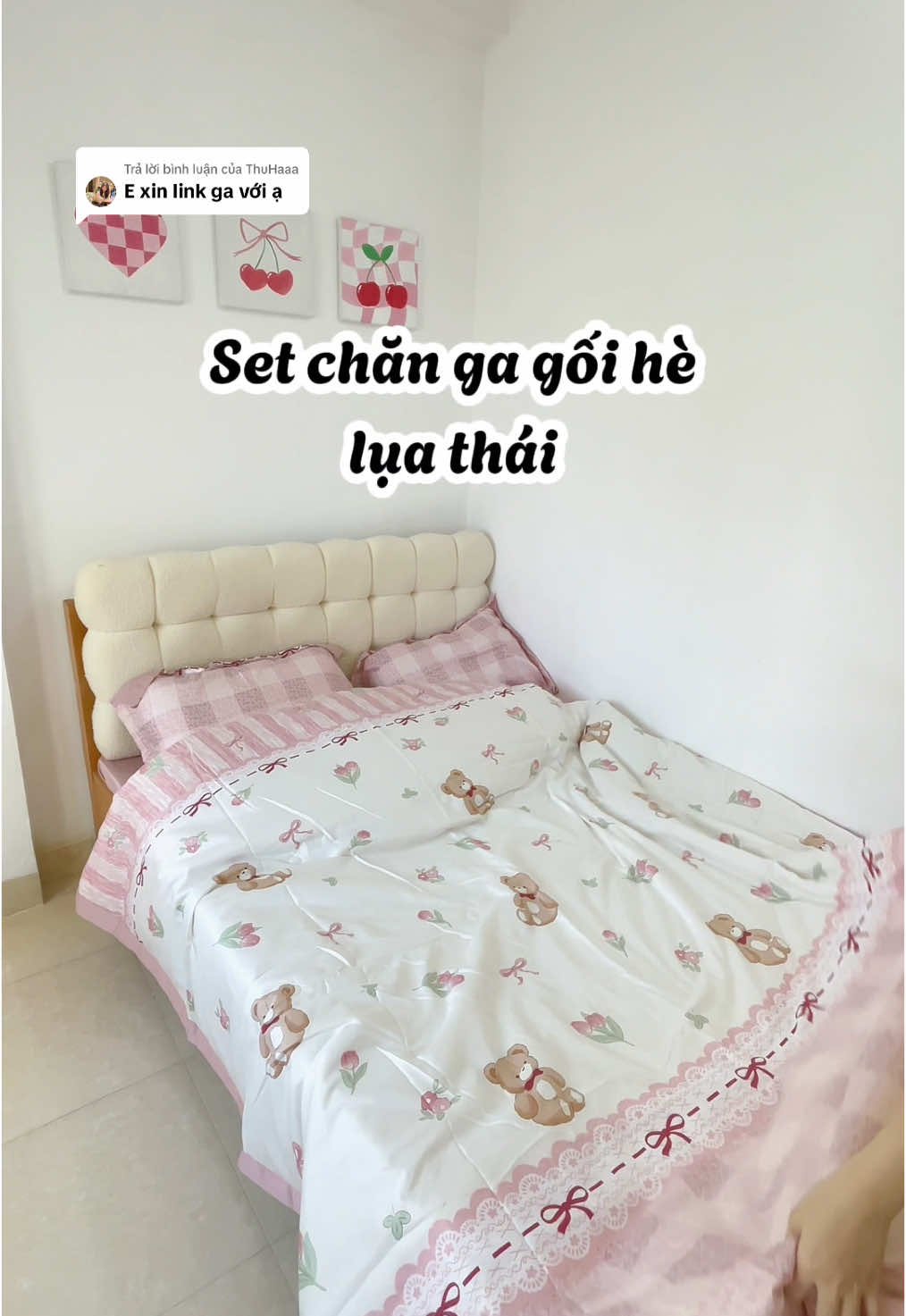 Trả lời @ThuHaaa Cả set chăn ga gối hè lụa thái lun ạ #decor #decorphongtro #trangtrinhacua #decorhome #changagoiluathai #chanhe #changagoidem 