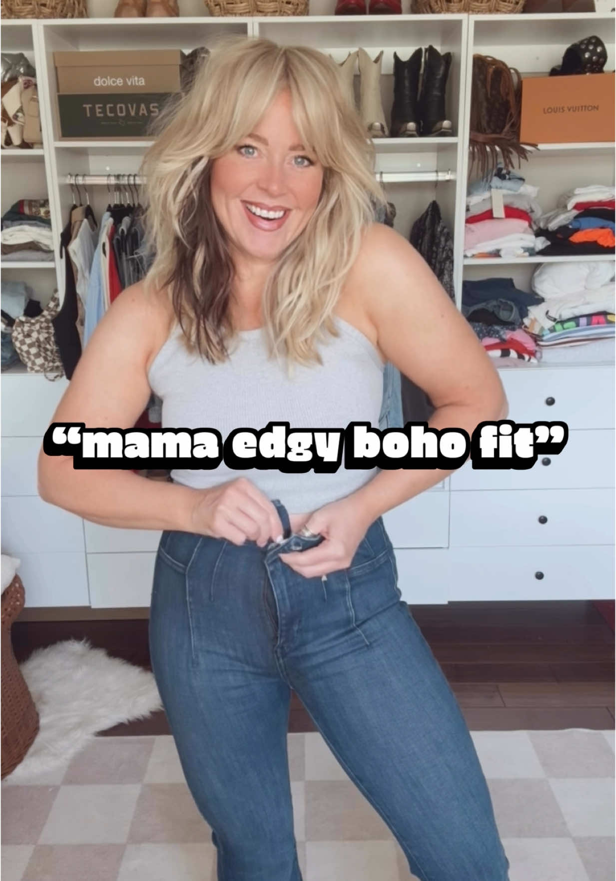 Shop this mama tee, necklaces & cuff bracelet @Three Bird Nest save with code MANDIE25MAULDIN (link in bio) #styleover40 #styletok #casualstyle #ootdinspo #mamafit #bohostyle #fyyyy 