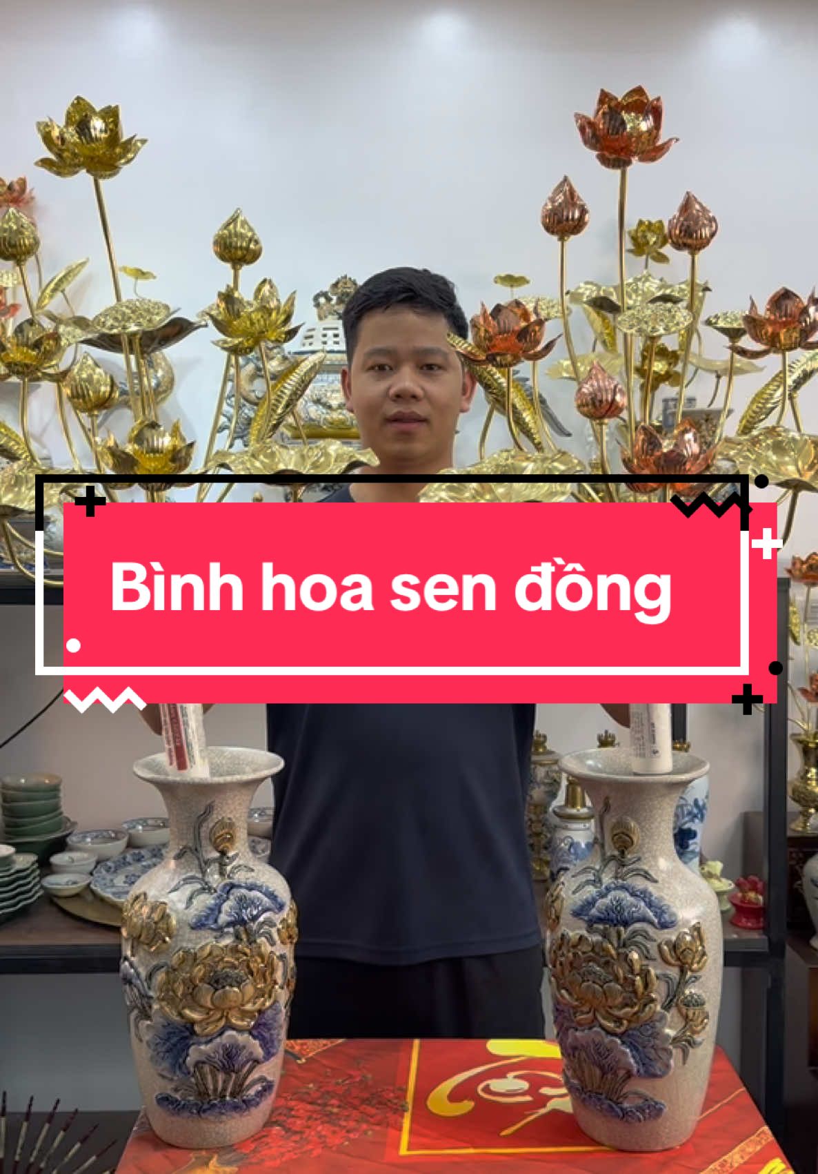 Hai bình sen đồng này trang trí ban thờ thì siêu đẹp luôn ạ #hoasen #bantho #anphusen #xuhuong #phatphapnhiemmau #phongthuytamlinh 