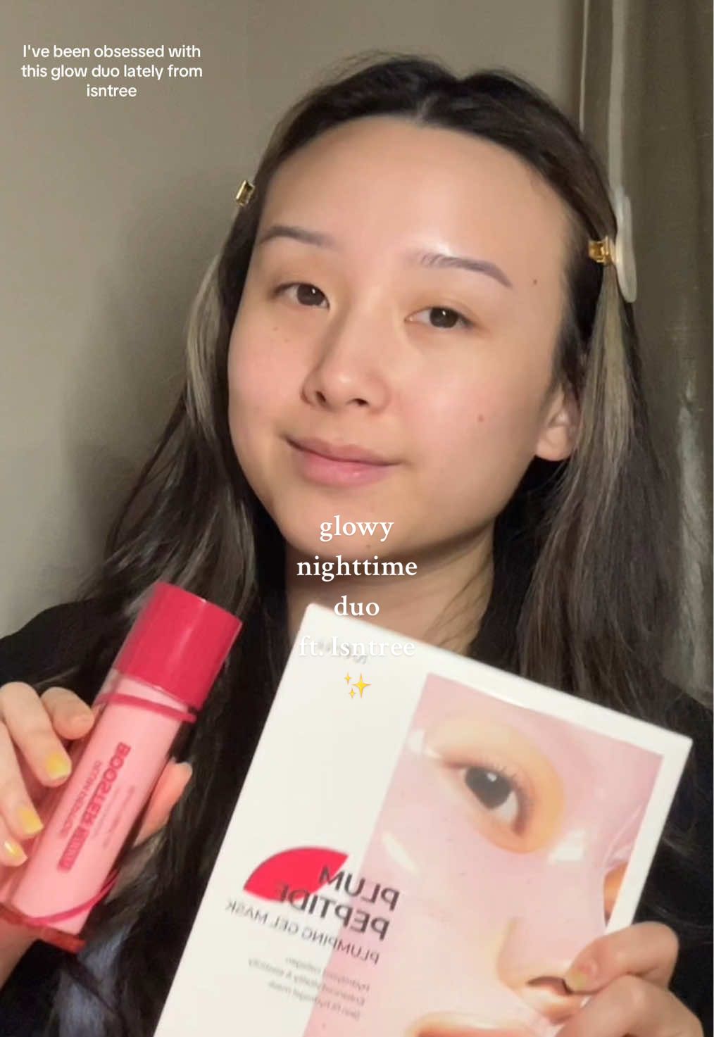 this glow duo from isntree is lovely to add to your nighttime routine! the natural radiance it gave to my skin was so good & I love using them together 💫 thank you @isntree 💓#isntree #plumbooster #plumgelmask #glowskin #koreanskincare #glowyskincare #kbeautyskincare #nighttimeskincare 
