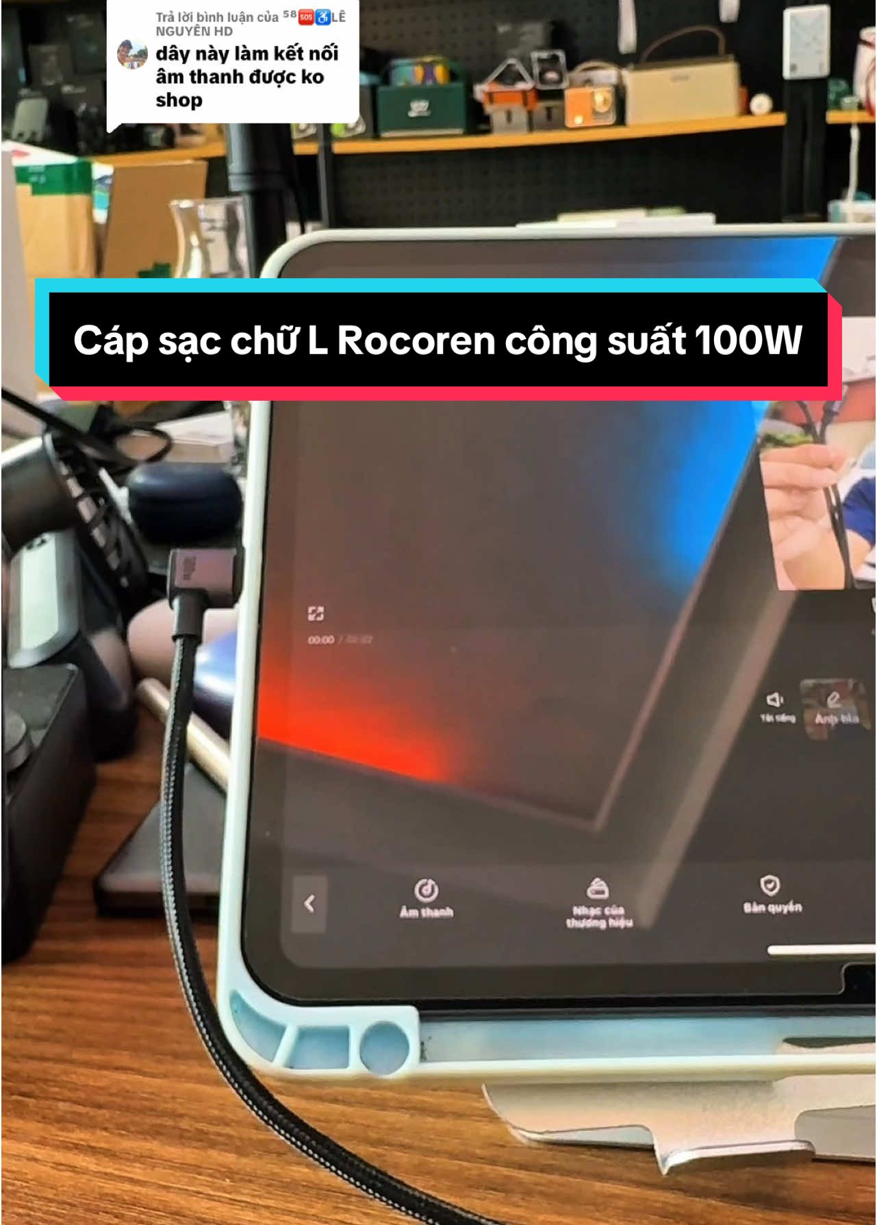 Trả lời @⁵⁸🆘️♿LÊ NGUYÊN HD Cáp sạc chữ L vuông góc gọn tay Rocoren công suất 100W #capsacnhanh #coixedich 