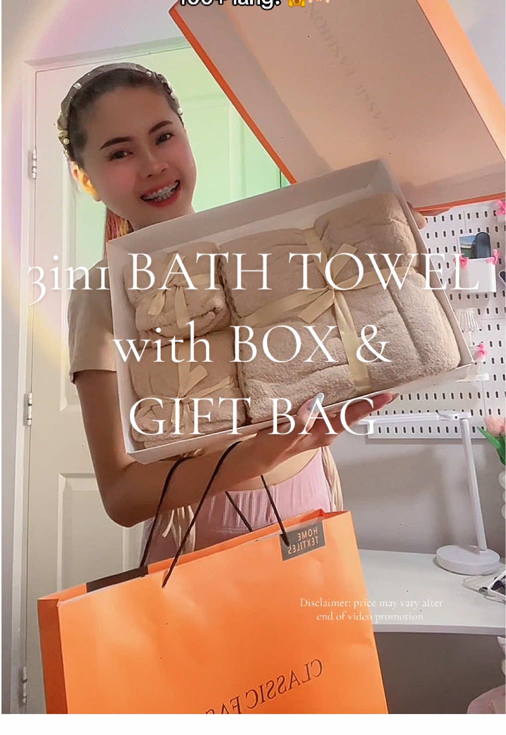 Wow omg! Towel lang binili mo pero may kasama nang pang gift bag at box! 😱✨ Graveee ready na tlaga to ipang iregalo 🥰 #3in1towel #3in1towelgiftbox #towelset #giftideas #bathtowel3in1set 