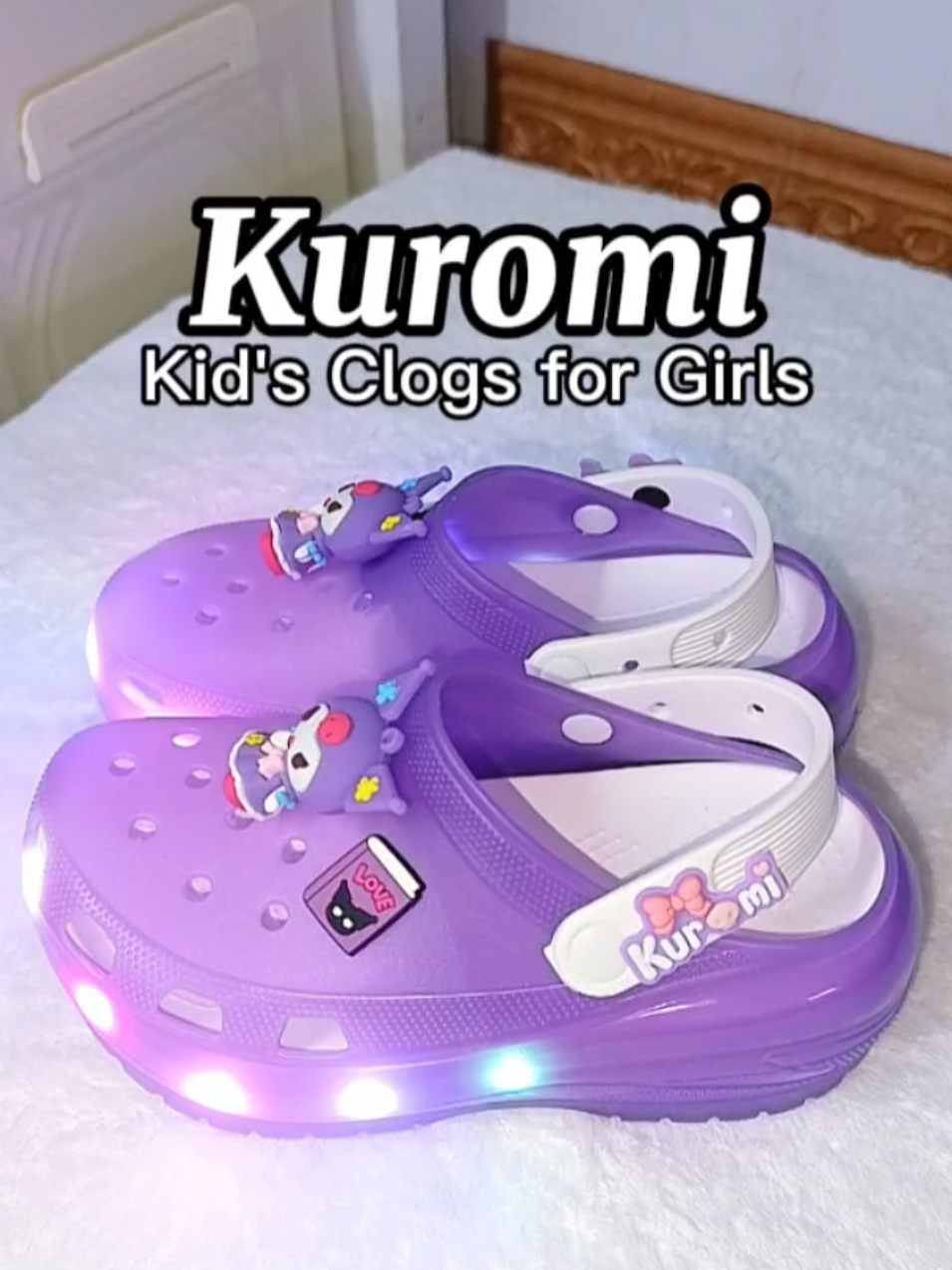 KUROMI KID'S CLOGS FOR GIRLS WITH LIGHT UP Ganda ng pailaw-ilaw!😍 Matutuwa talaga ang mga anak nyo dito mi. 🥰 Click the yellow basket below to order.💛 #slipper #slippers #slippersforkids #kidslippers #slipperwithlights  #kidsclogs #fyp #fypシ゚ #fypage 