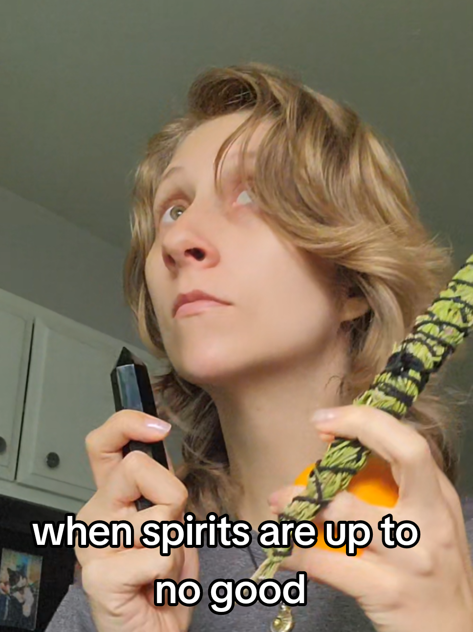 tbh I just grabbed the wrong light and improvised lol #spellwork #folkmagic #skit #spirits #silly #spiritual #ritual #ghosts #ritualist #witchcraft 