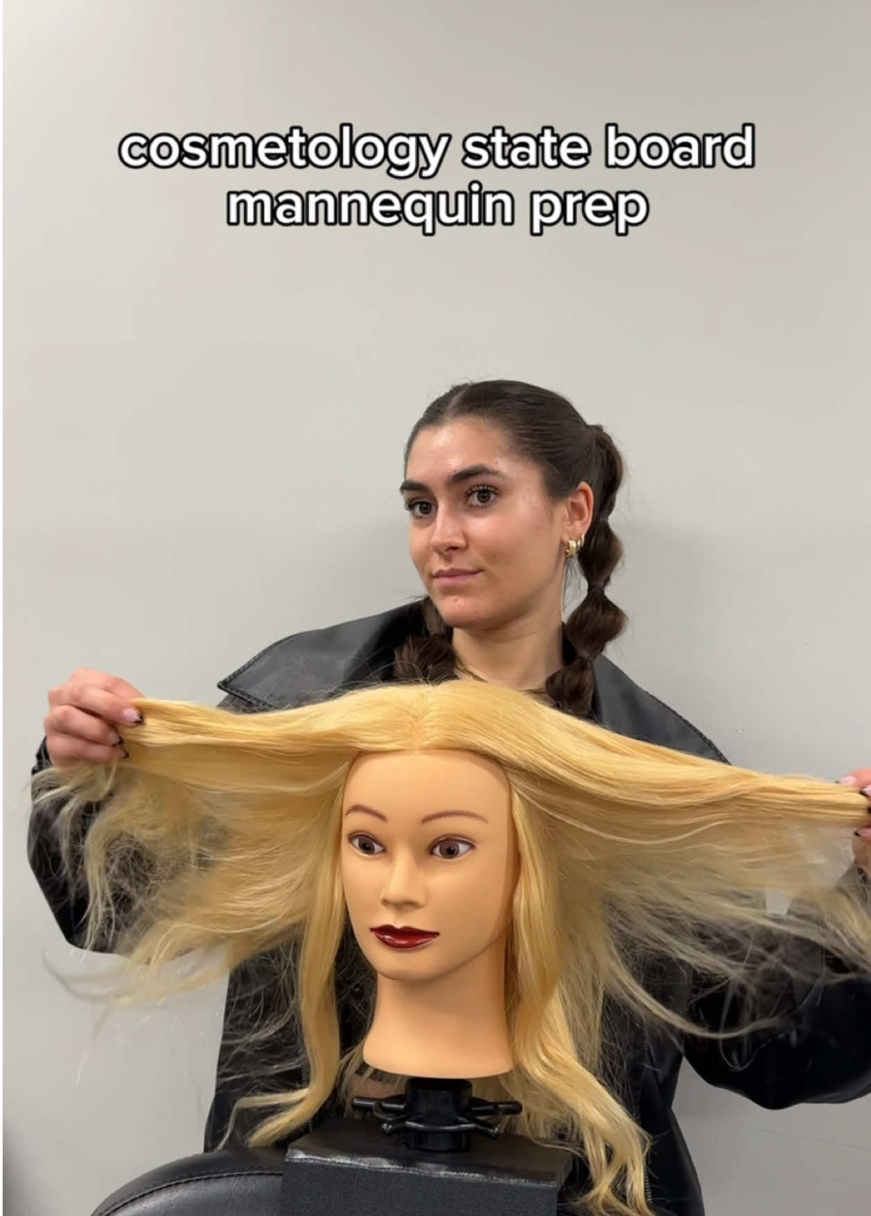 Cosmetology state board mannequin head prep // YouTube – Lucy_Seitz #cosmetologyschool #cosmetology #hairstylist #stateboardexam #cosmetologist #lucyseitz #prepare #hairsalon #haircutting #cosmetologystudent 