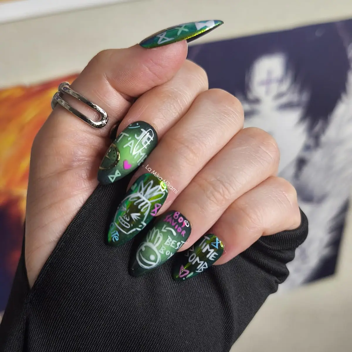 Set inspirado en el artbook de Arcane💚💙 #nailsdesign #riot #ekko #jinx #lol 