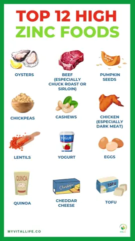 Looking to naturally boost your immune system and support healthy skin, hair, and hormones?  In this video, we reveal the Top 12 High Zinc Foods your body craves for optimal health and vitality.    Enter your name and email for the FREE booklet:   https://app.leadcreator.ai/high-zinc-foods   From powerhouse proteins to plant-based picks, you'll discover easy, delicious ways to meet your daily zinc needs.    Whether you're fighting fatigue or promoting faster healing, these foods have you covered.    Watch now to upgrade your nutrition and feel your best from the inside out! #myvitallife #HighZINCFoods #zinc
