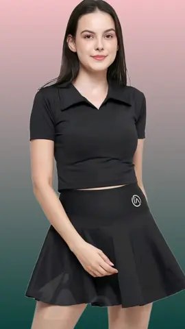 I'A SPORT Setelan Olahraga Wanita atasan Crop Kerah Bawahan Rok / Set Badminton / Set Tenis / Set Golf / Set Zumba / Set GYM #bajuwanita #bajucewek #setelanolahraga #rok 