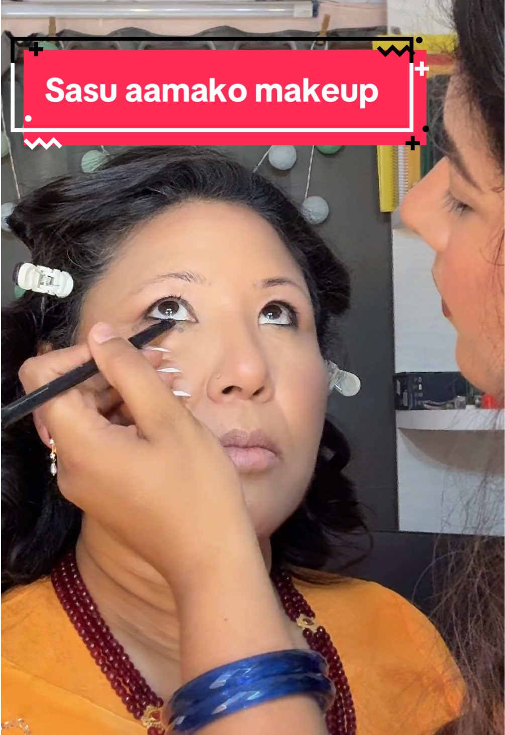 Sasu aama ko makeover with a buhari makeup artist.🥰 #foryoupage #nepalimakeupartist #weddingguestmakeup #weddingmakeup #bridalmakeupartist #creatorsearchinsights #makeupartist #sasuaama #makeuptutorial 