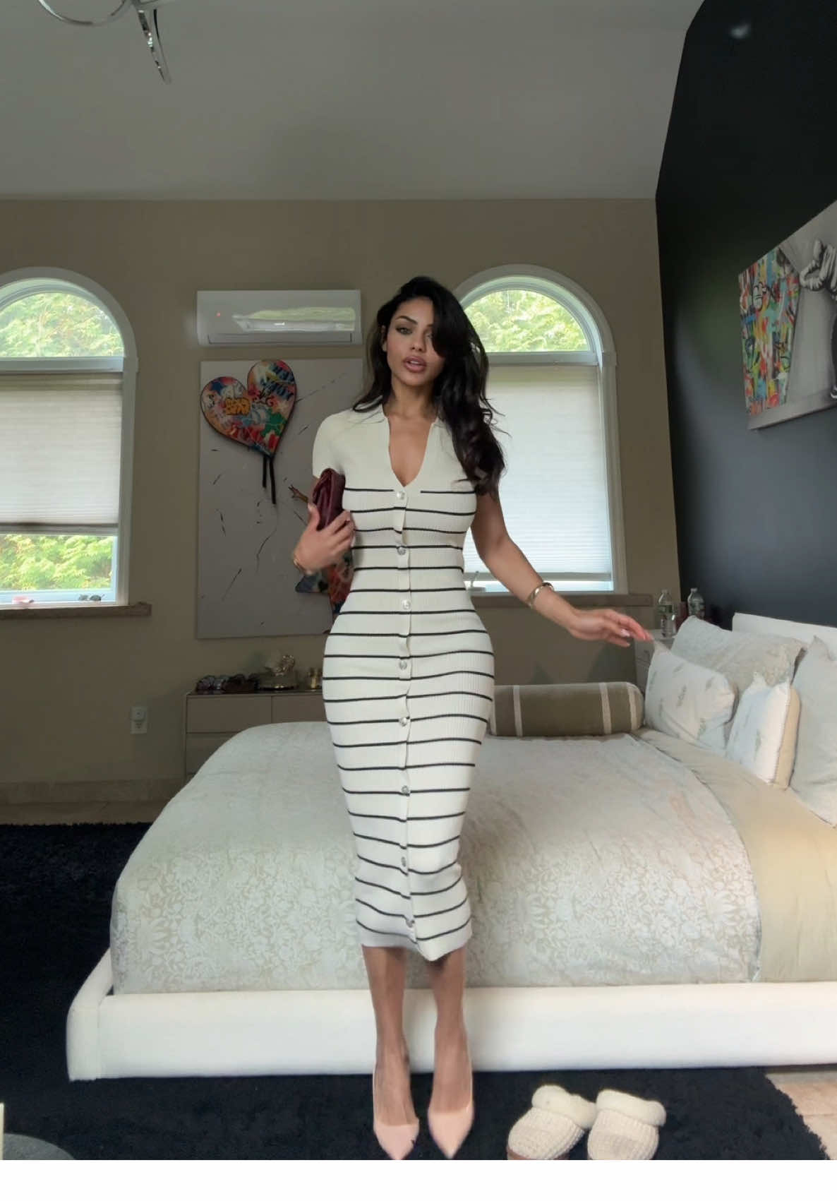 @Fashion Nova  “Klarissa Striped Dress, Astrid Sleeveless Collared Top and Wild Side Lace Pant” 