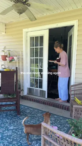 Nothing beats a slow morning on the porch 💗🦋🌷 #cozyathome #cozyootd #momtok #homemaker #ditlofamom #ditlofasahm #loungepants #stripedlinenpants #fyp 