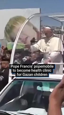 One of Pope Francis's popemobiles is being transformed into a mobile health clinic for children in the Gaza Strip. This move will fulfil one of his last wishes and used by the late pontiff during his 2014 visit to the Holy Land. The mobile unit will be equipped with rapid infection tests, vaccines, diagnostic tools, and suture kits, and staffed by medical personnel. #gaza#palestine#pope#catholic#news