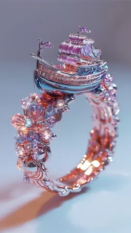 Treasure the voyage, wear the story #boat #sail #ocean #design #ring #artlover #art #jewelryaddict #jewelrytiktok #ai #aicreation #jewellery #luxuryjewelry #digitalart #aijewelry #glow 