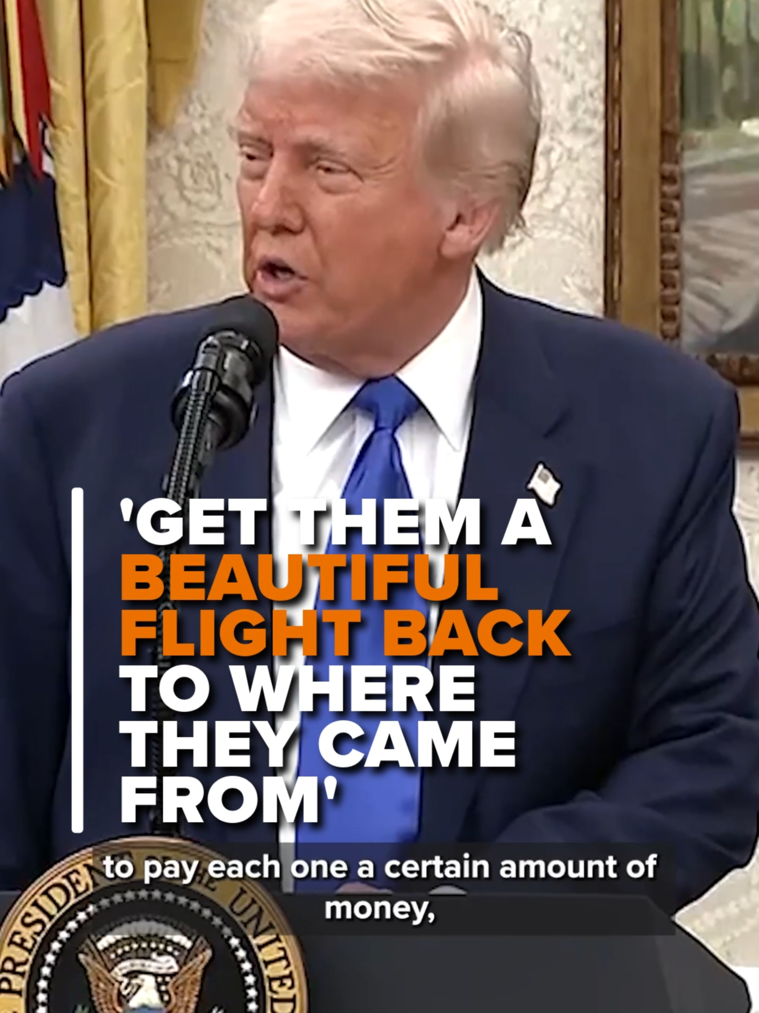 President Trump talked about his administration’s plan to pay immigrants in the United States illegally $1,000 to self-deport as part of his mass deportation agenda. Link in bio for more.