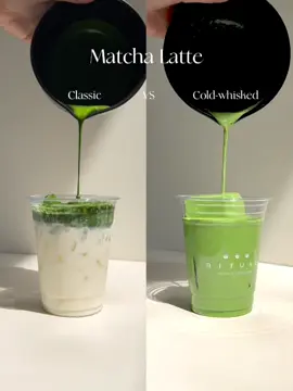 Spot the difference 🍵 #matchadose #classicmatchalatte #coldwhiskedmatcha #cafevlog #matchaholic 