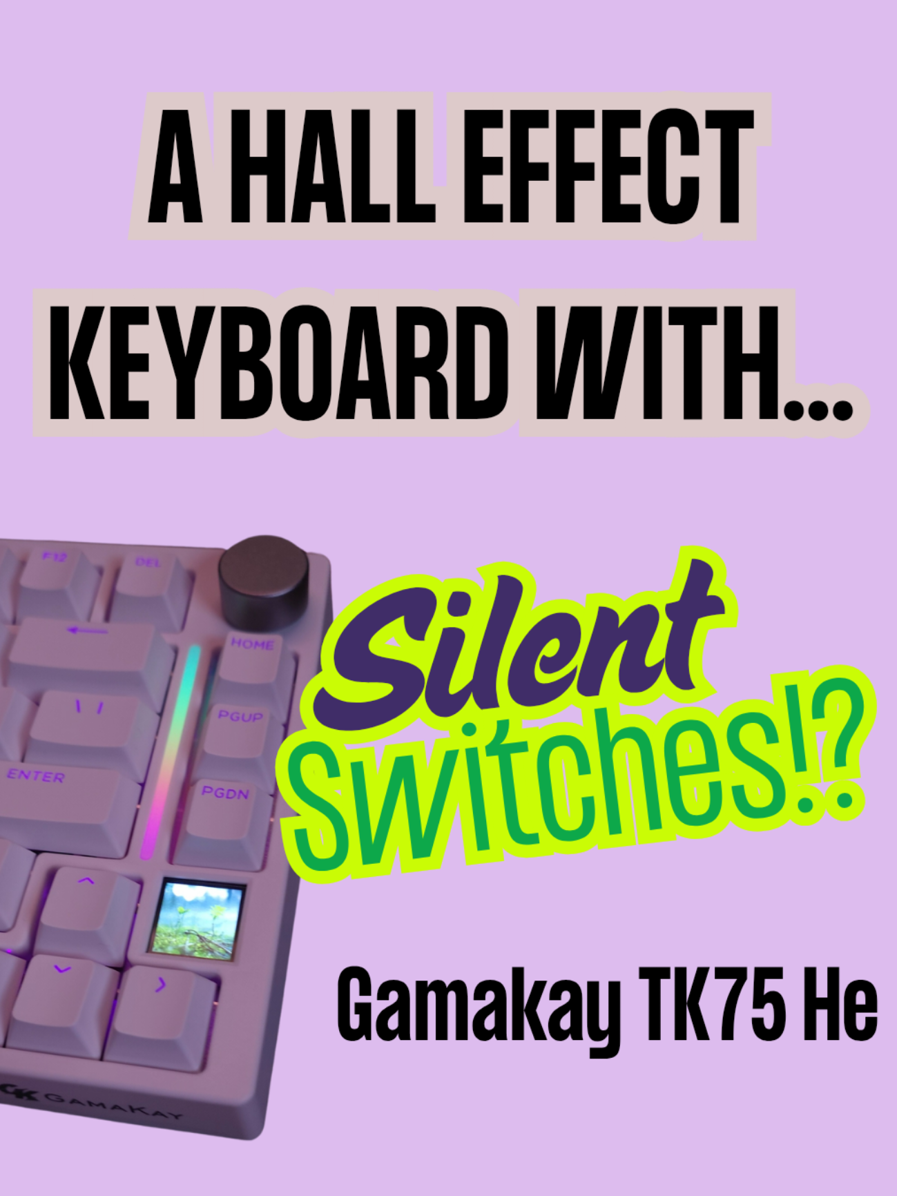 Most hall effect keyboards under $100? Loud, hollow, and icky. The Gamakay TK75 HE V2? Actually smooth, and pretty dang quiet, pleasant to type on. I will say that it's default actuation force settings felt very heavy to me in a way I didn't love, and I LOVE heavy switches--- but after lowering it, I really have liked it and its stayed on my desk for the past few days. If you want magnetic switch speed and rapid trigger? without the plastick-y clack-fest, this one really does 