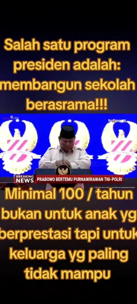 salah satu program pak Prabowo Subianto presiden RI ke 8 adalah membangun sekolah berasrama minimal 100 per tahun bukan untuk anak2 yg paling pintar tapi untuk keluarga yg paling tidak mampu. #fyp #viral #prabowosubianto #presiden #programprabowo #nailaindonesia #nailapilihan #MasukBeranda  #CapCut 