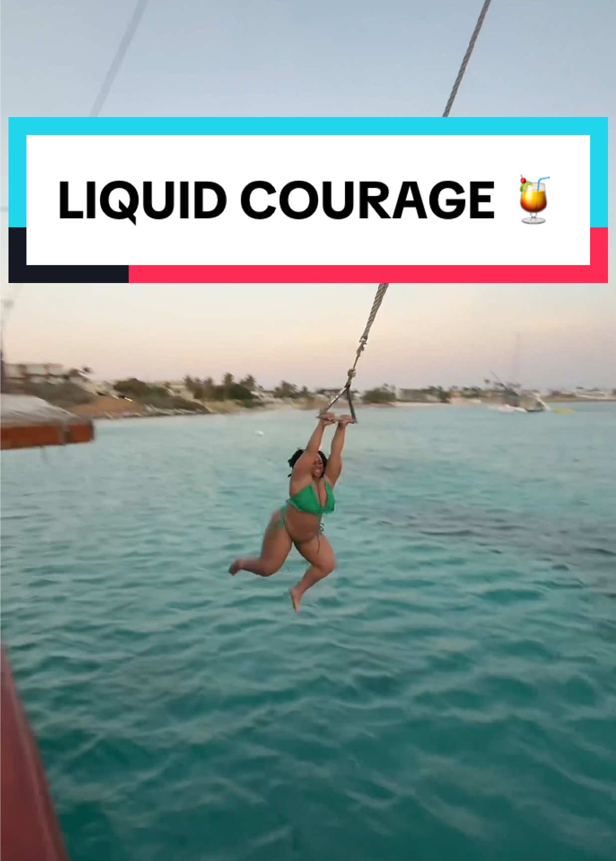 Girl we believed in you!  #ropeswing #ropeswingfail #sailboat #aruba #jollypiratesaruba 