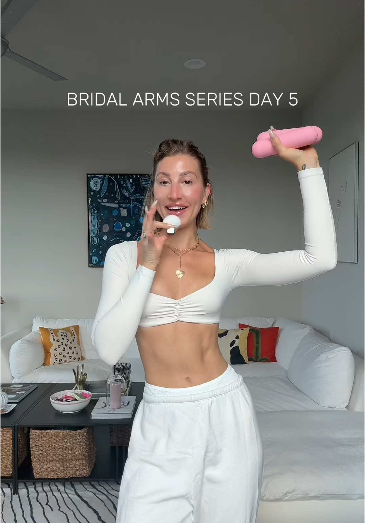 Bridal Arms Series: Day 5—7-minute core-focused biceps, triceps and shoulders💍🚀 Spice level: 9.8 Equipment used: @Shop Bala Bangles 3lb bars  #fitnessinstructor #pilatesinstructor #pilatesworkout #fitnesstips #fitnessmotivation #tonedarms #armsworkout #armworkout #weddingtiktok #bridaltiktok 