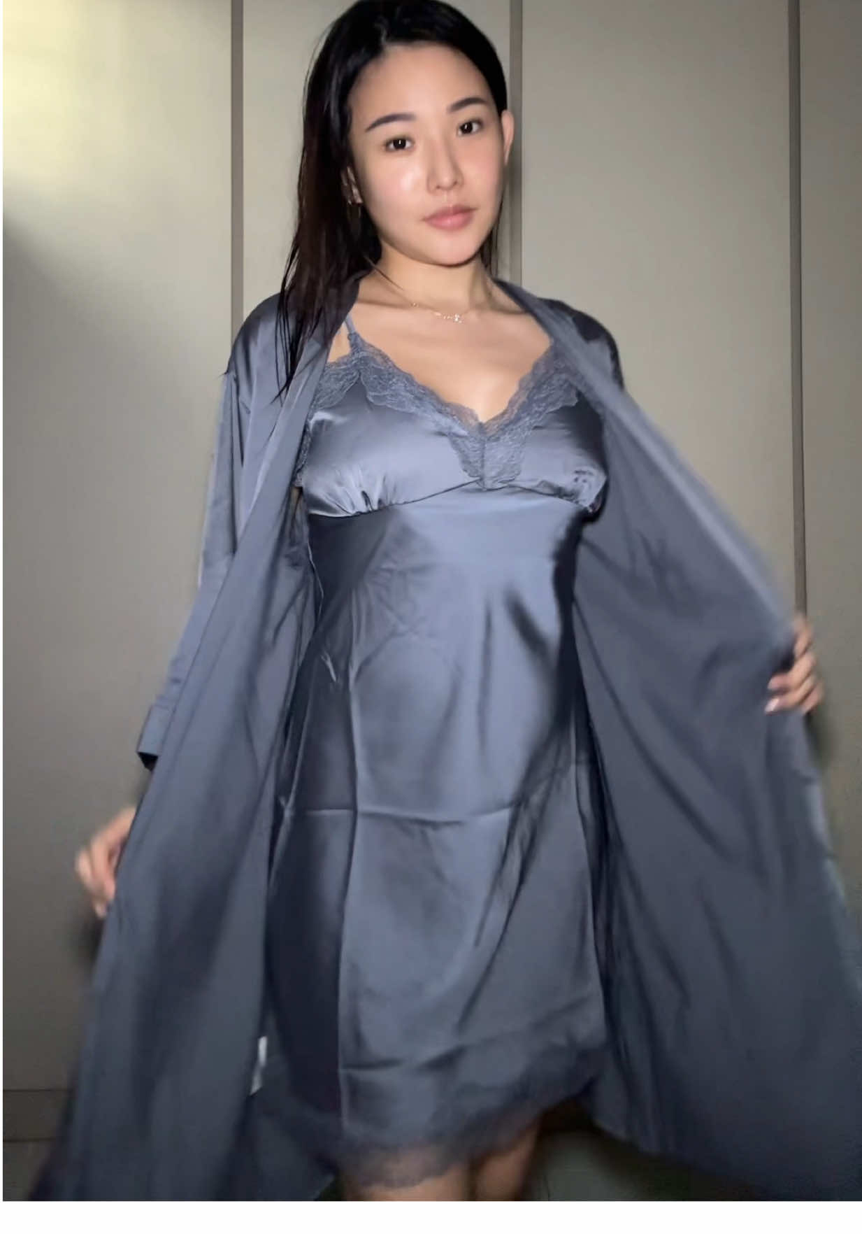 Premium satin silk dress with robe 💙✨ - removable padding (provided) as well