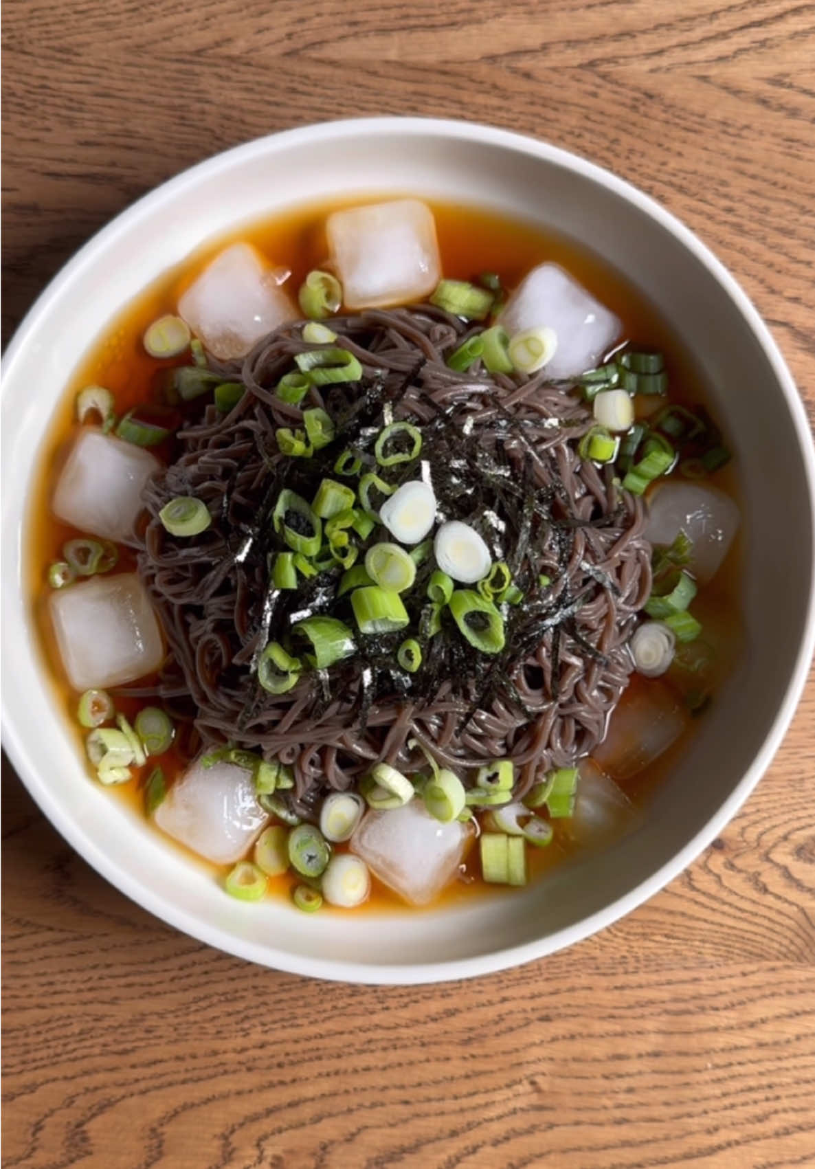 Cold soba noodles in the perfect plate that’s kinda like a bowl from @röo-mahku 🙂‍↔️  #cookwithme #EasyRecipes #coldnoodles #asianfood #koreanamerican #soba