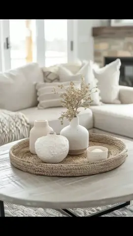 Wicker Table Tray Decor 🌾 #wickerbasket #tabletray #tabledecor #tablecentrepiece #wickerdecor #homedecorideas #interiordesignideas #aestheticvibes #sidetable #tablestyling 