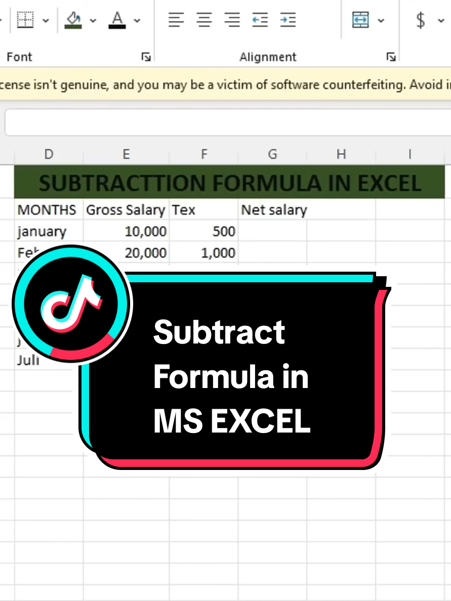 Subtract Formula in MS Excel #course #shortcutkey #work #Excel #tricks #trand #trand #fyp #msword #Formulas #MsExcel #ایکسل #team #creatorsearchinsights #msoffice 